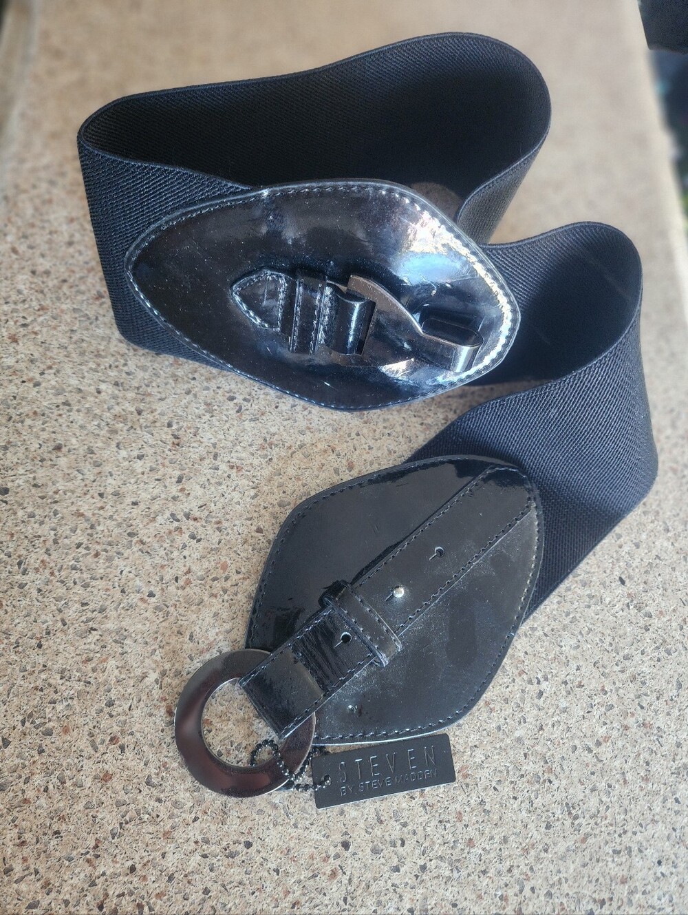 Vintage Style STEVEN by Steve Madden Black Elastic Waist Belt/ 100043
